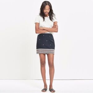 100% Cotton Madewell Black Mini Skirt with Embroidery
